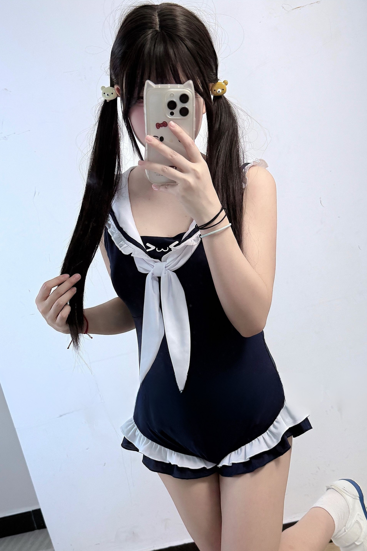 Ruffled Sailor School Swimsuit