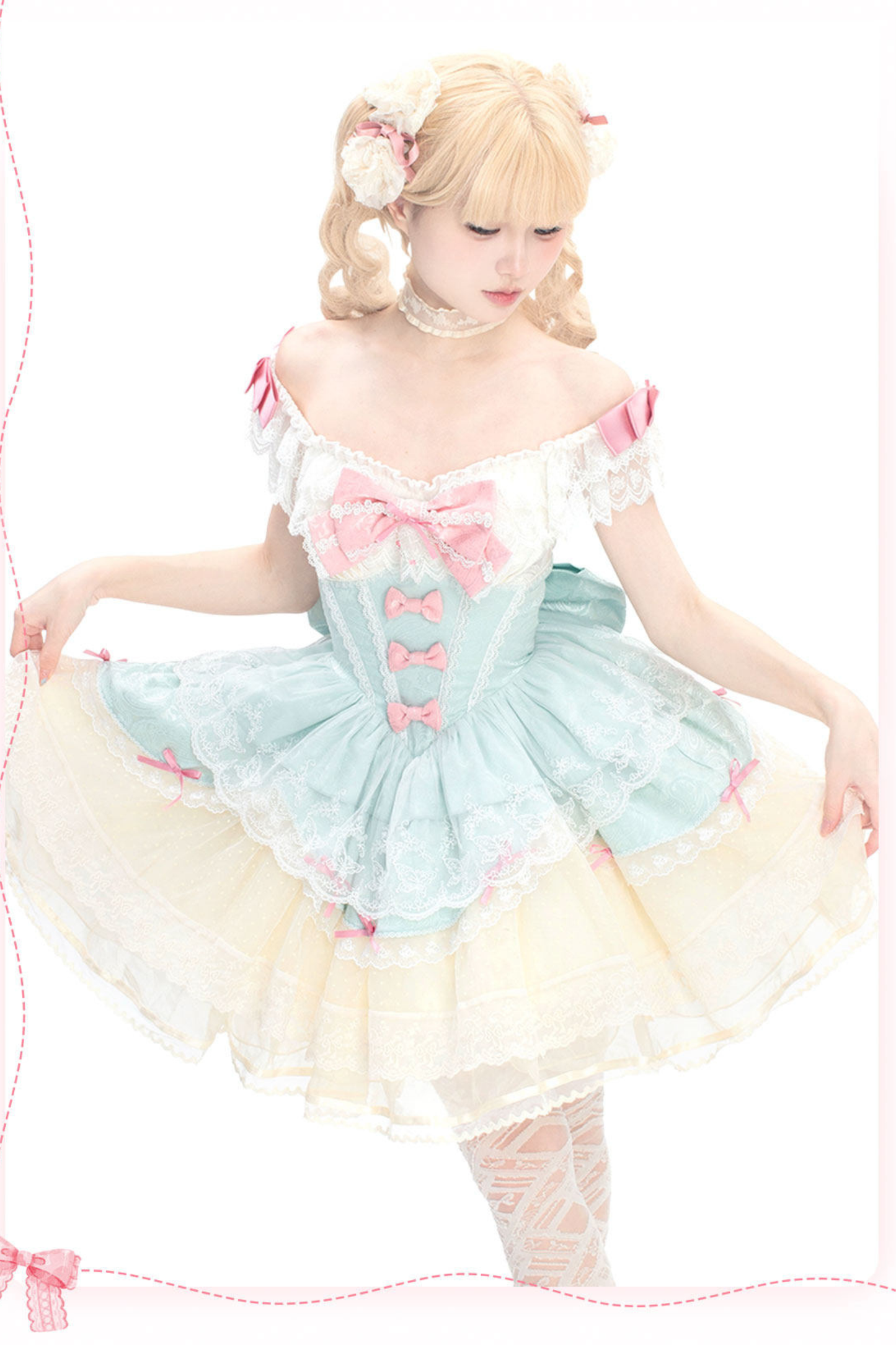 Sweet Mint Pink Lace Lolita Dress