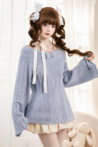 Cable Off-the-shoulder Knit Top