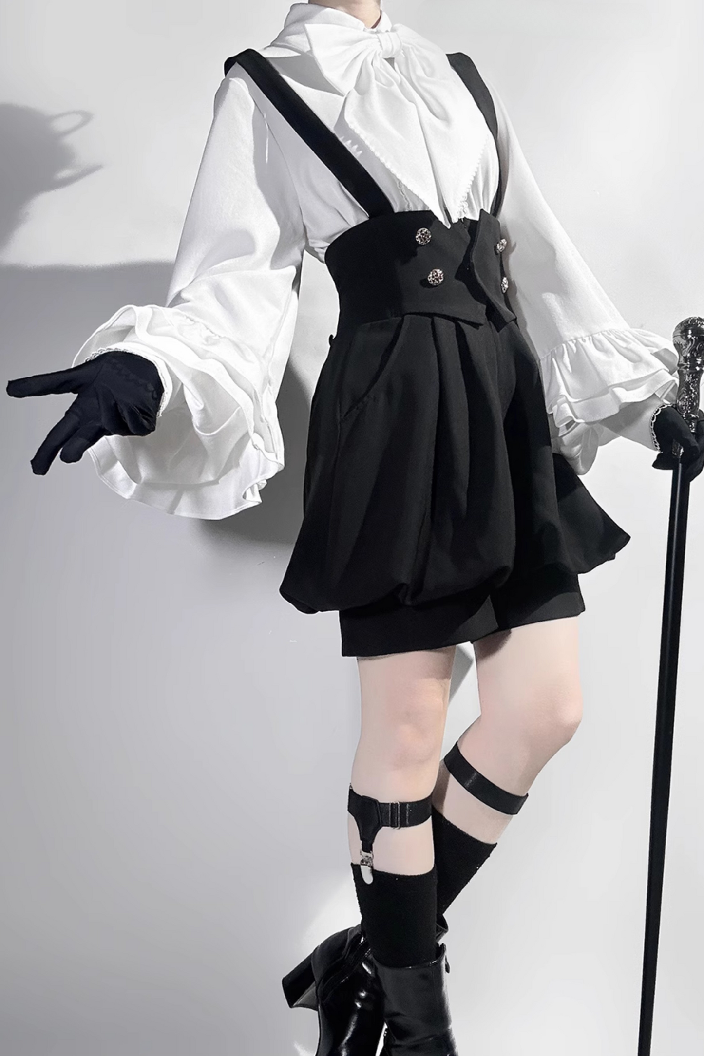 [pre-order] Retro Dark Prince Ribbon Shirt + Tail Shorts