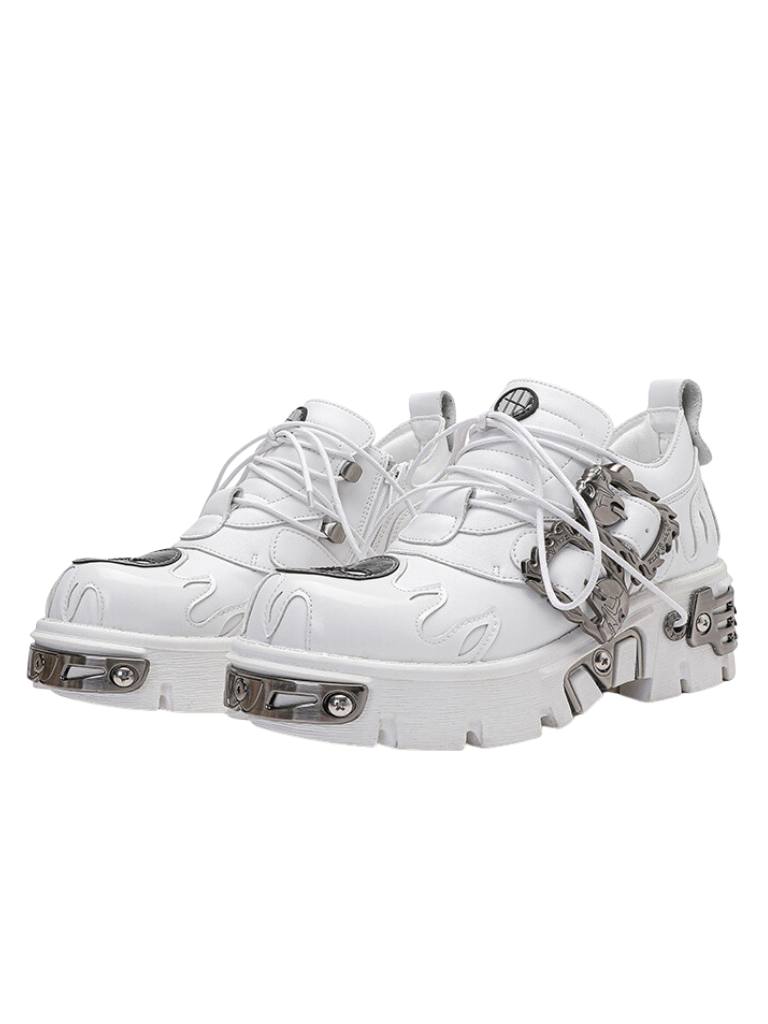Dark Punk Flame Skull Metal Buckle Sneaker Shoes