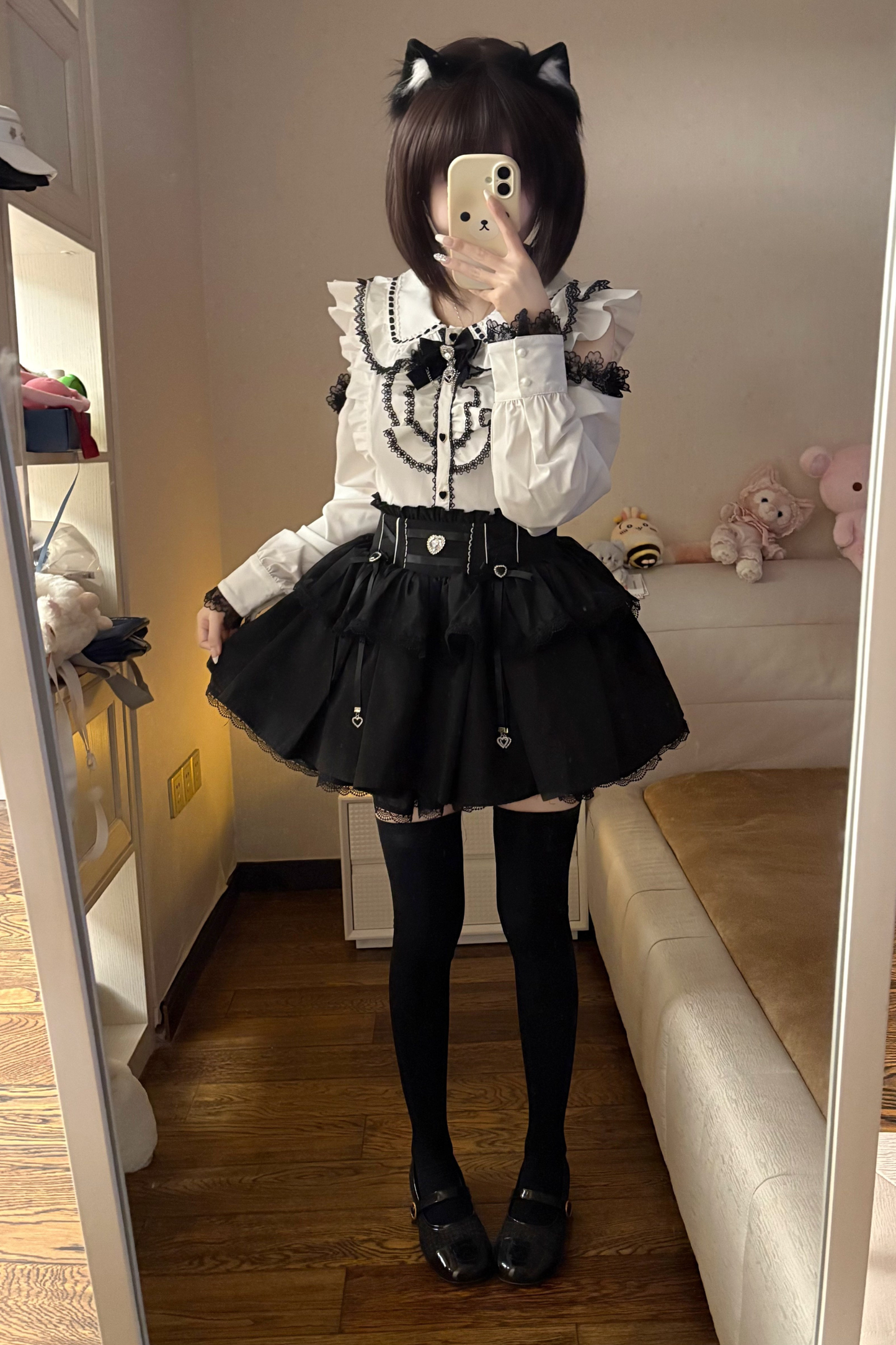 Sweet Girly Long Sleeve Top + Tiered Skirt