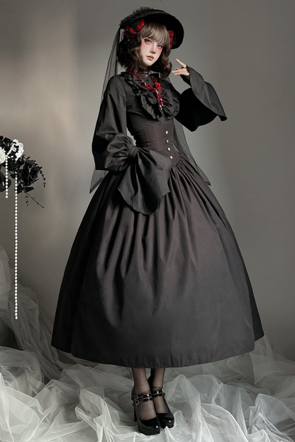 Gothic Lolita Cape + Shirt + Skirt + Ribbon + Bonnet