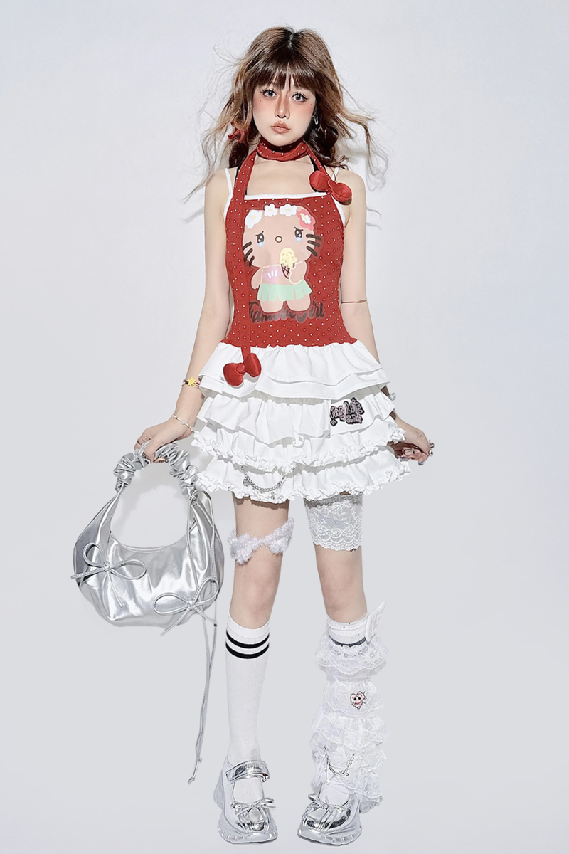 Ruffle Tiered Skirt + Waist Chain + Sock Cover
