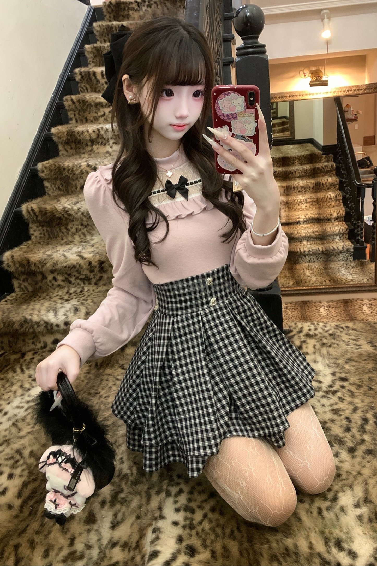 Sweet Graphic Plaid Dress