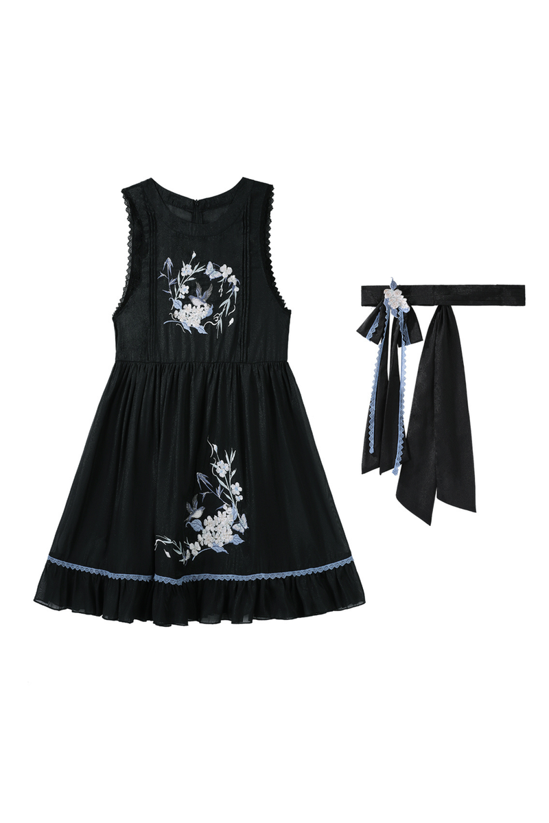 Chinese-style Plum Blossom Dress + Apron Skirt