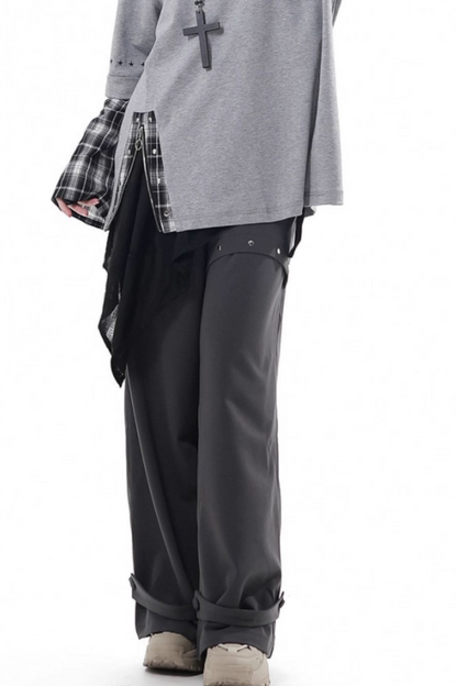Plaid Design Top + Asymmetrical Top + Pants + Skirt + Belt