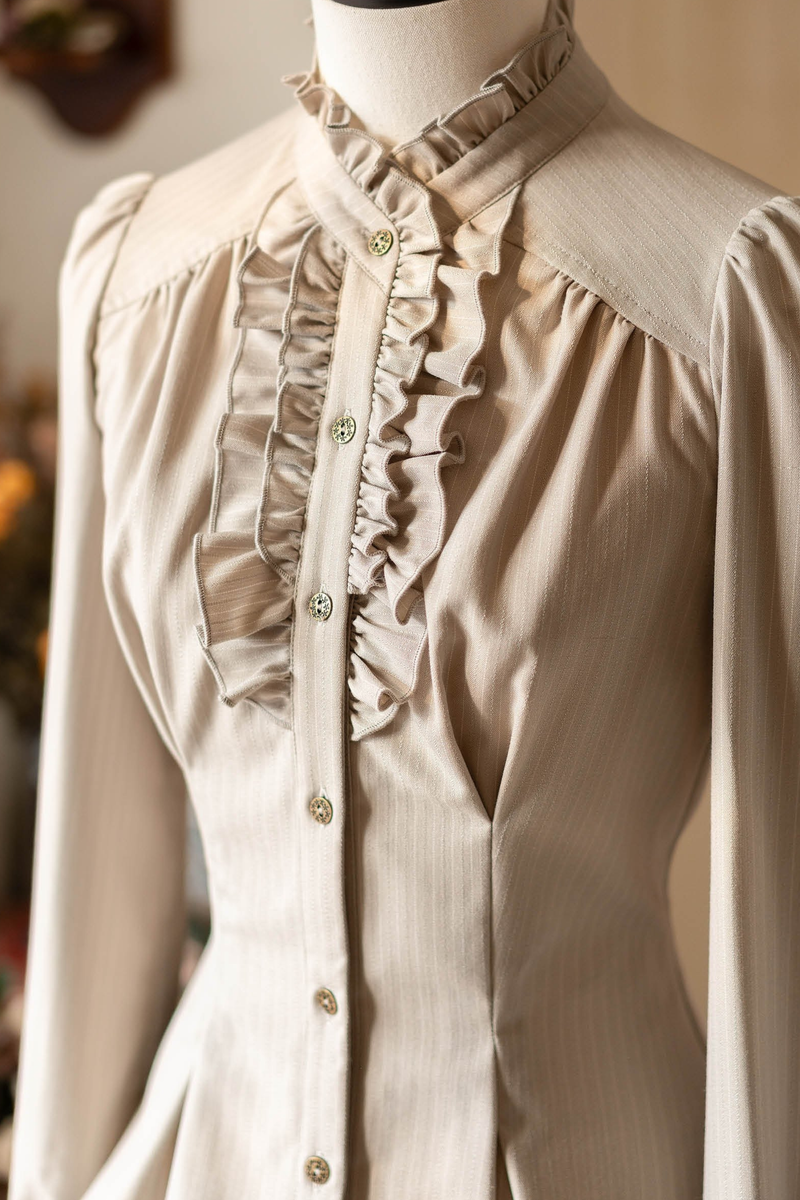 Striped Waist Tightening Blouse