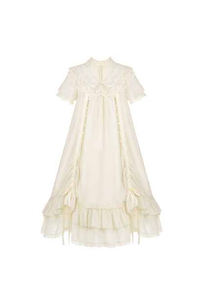 [pre-order] Rose Ruffle Lolita Dress + Dress + Belt + Brooch + Ribbon + Headband + Sleeve