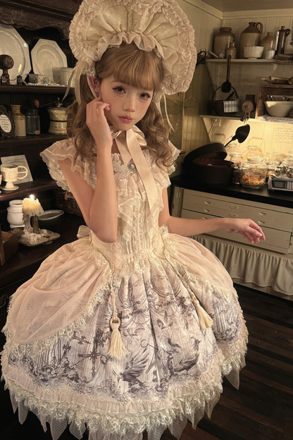 [pre-order] Sweet Lolita Feather Dress + Bonnet + Clips