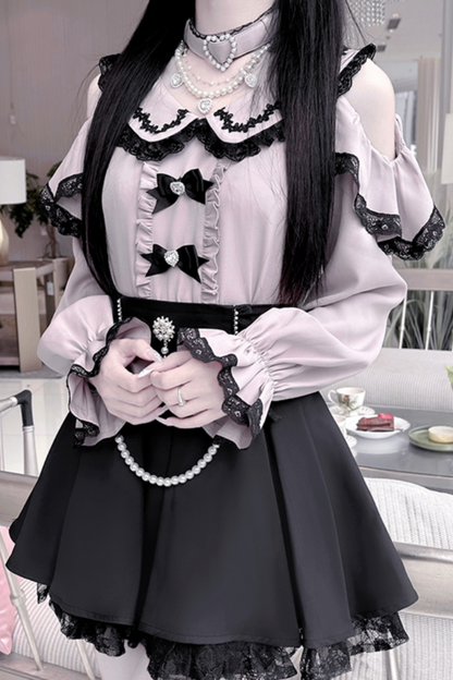 [pre-order] Jirai Sweet Girly Love Top + Pearl Skirt