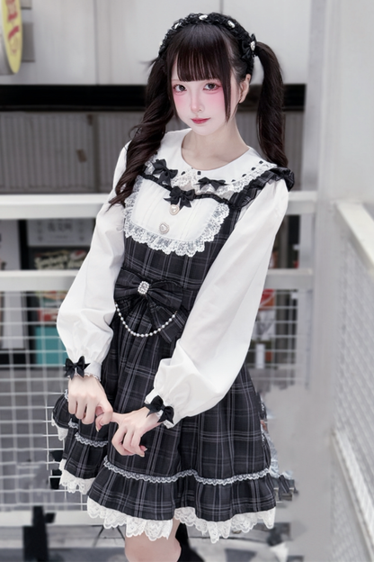 Dark Sweet Plaid Dress + Headband