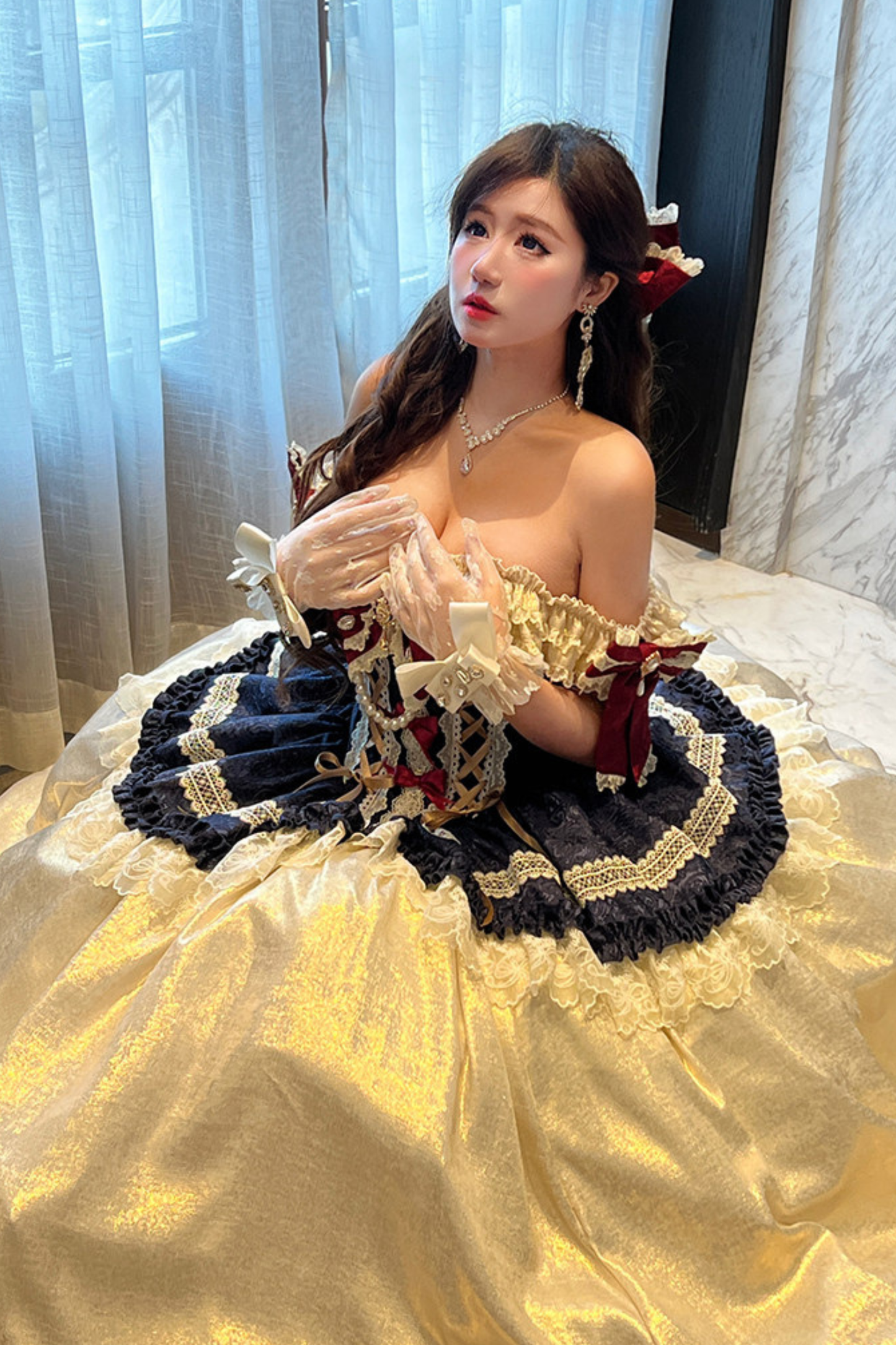 Snow White Lolita Dress + Big Ribbon