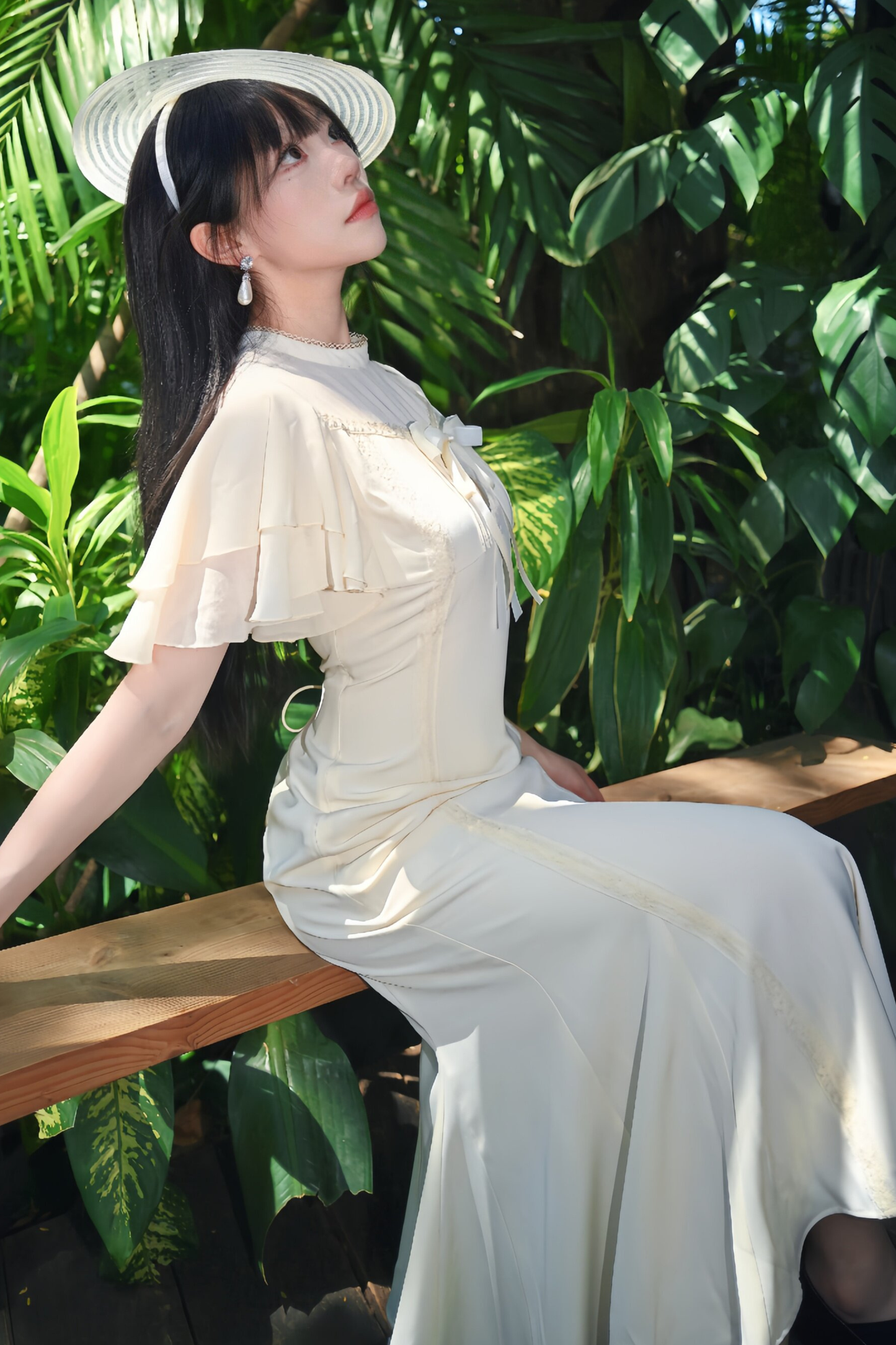 Pure White Lace Fishtail Dress