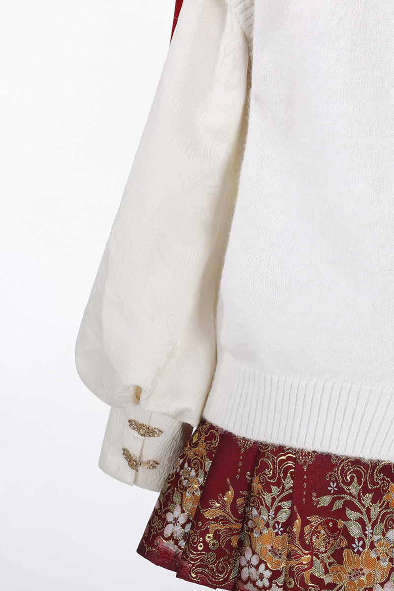 China Snow Knit Vest + Shirt + Skirt