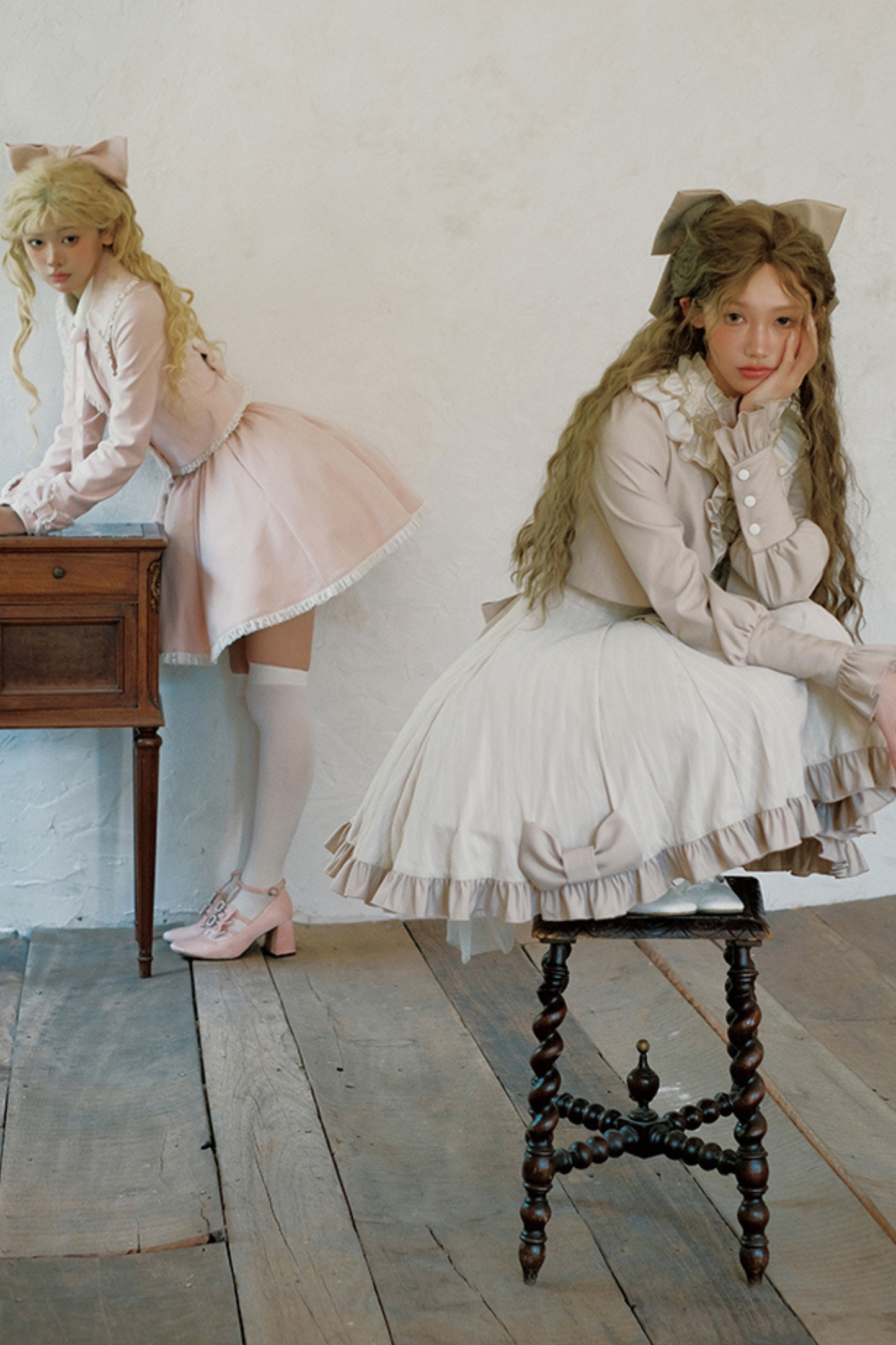[pre-order] Retro College Lolita Dress + Sweet Ribbon Set