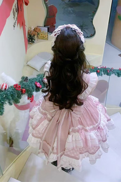 Heart Suspender Tiered Dress + Headpiece + Tail