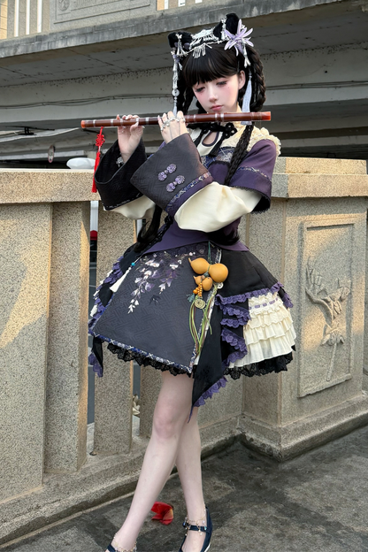 Chinese-style Girl Lolita Tops+skirt+headband+clip