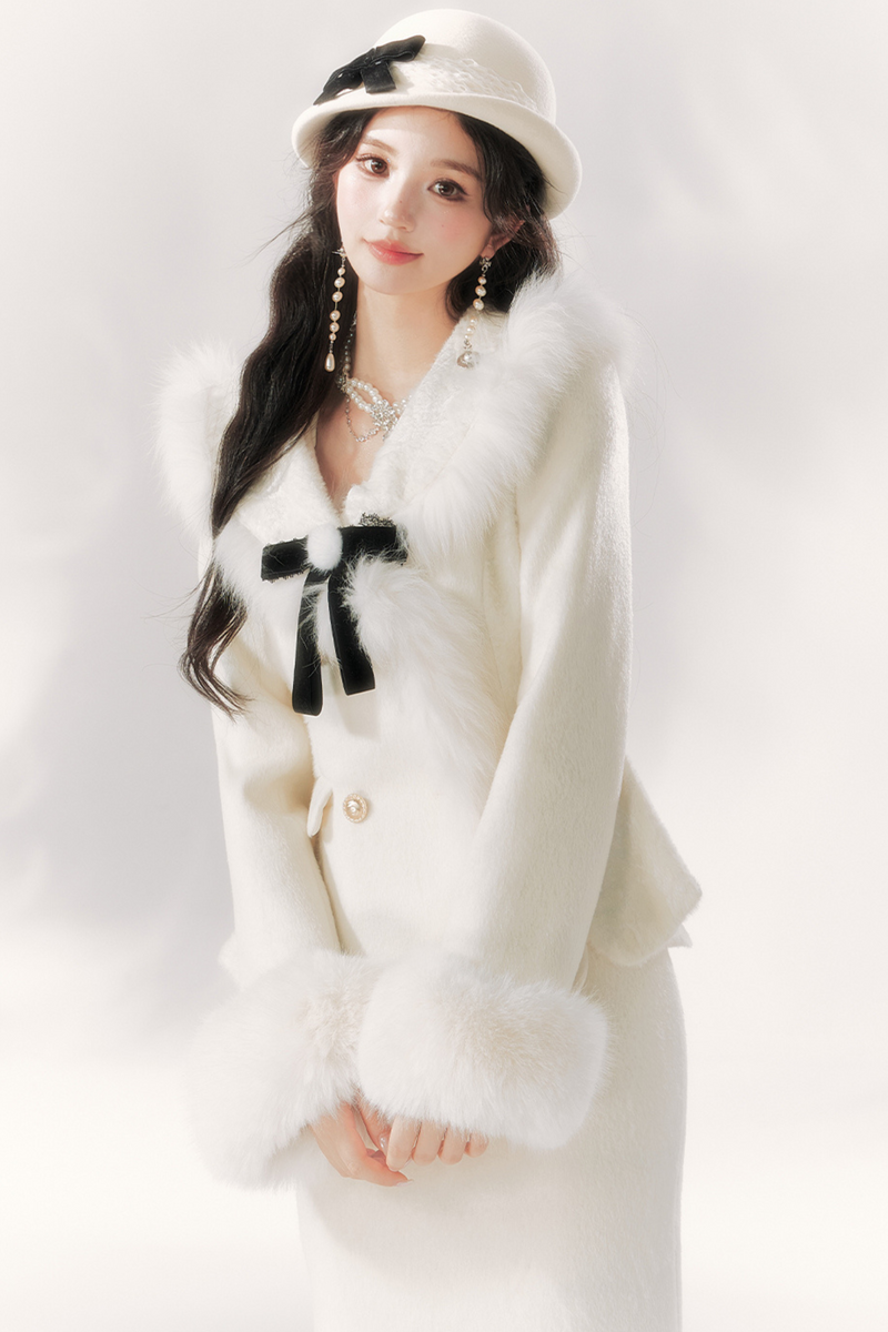 Sweet Girly Pure Top + Fur Skirt