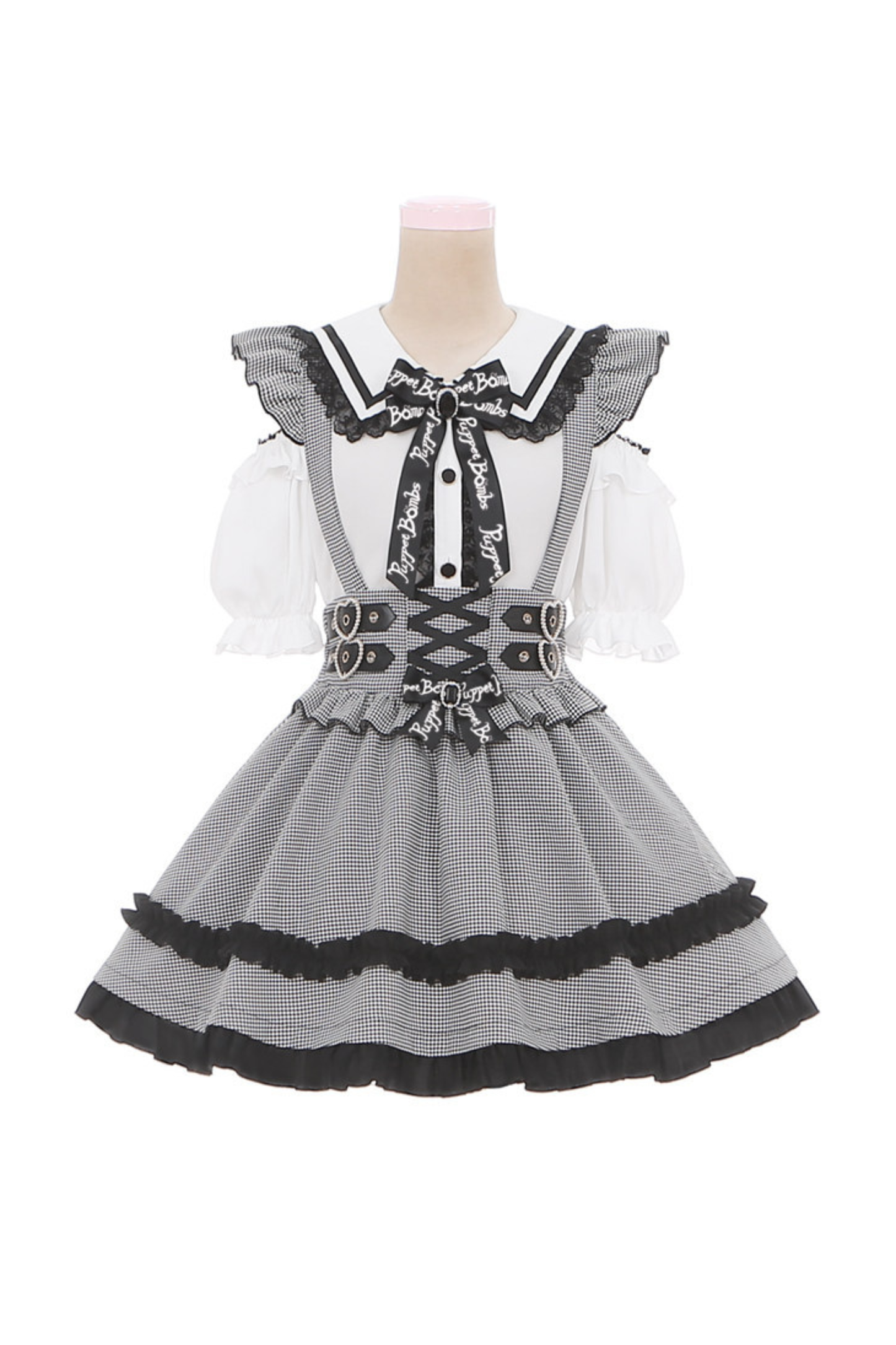 Lace Off Shoulder Top + Suspender Skirt