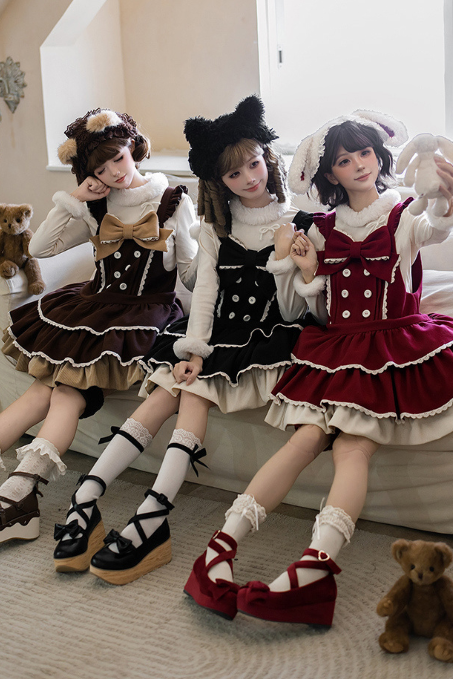 Doll Lolita Dress + Top + Animal Leg Loops + Animal Headband