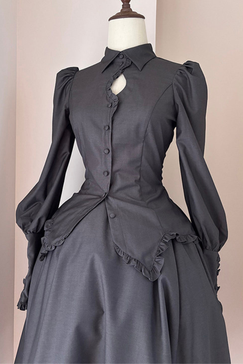 Gothic Puff Shoulder Blouse + Skirt