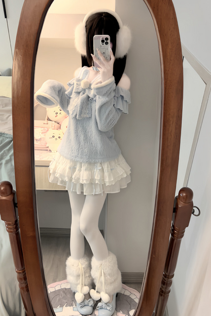 Ice Blue Ruffle Top + Ruffle Skirt