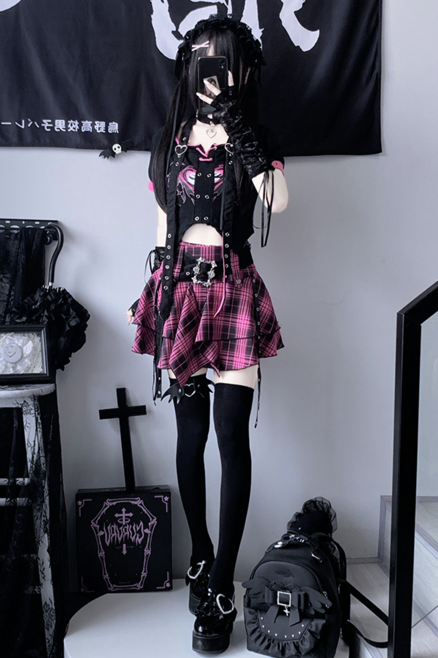 Subculture Rock Top + Plaid Skirt