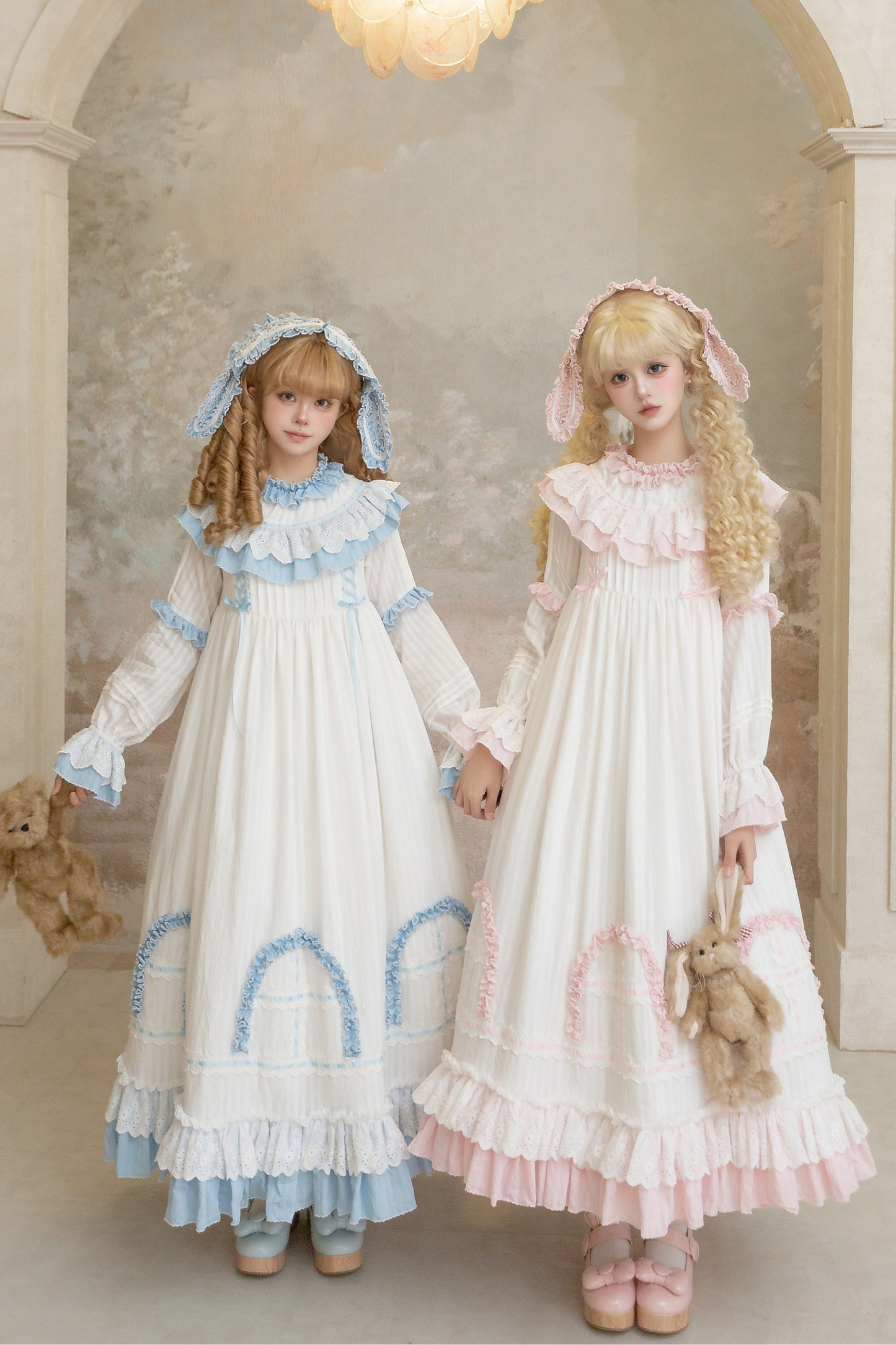 Rabbit Twin Blue Lolita Dress + Rabbit Headband