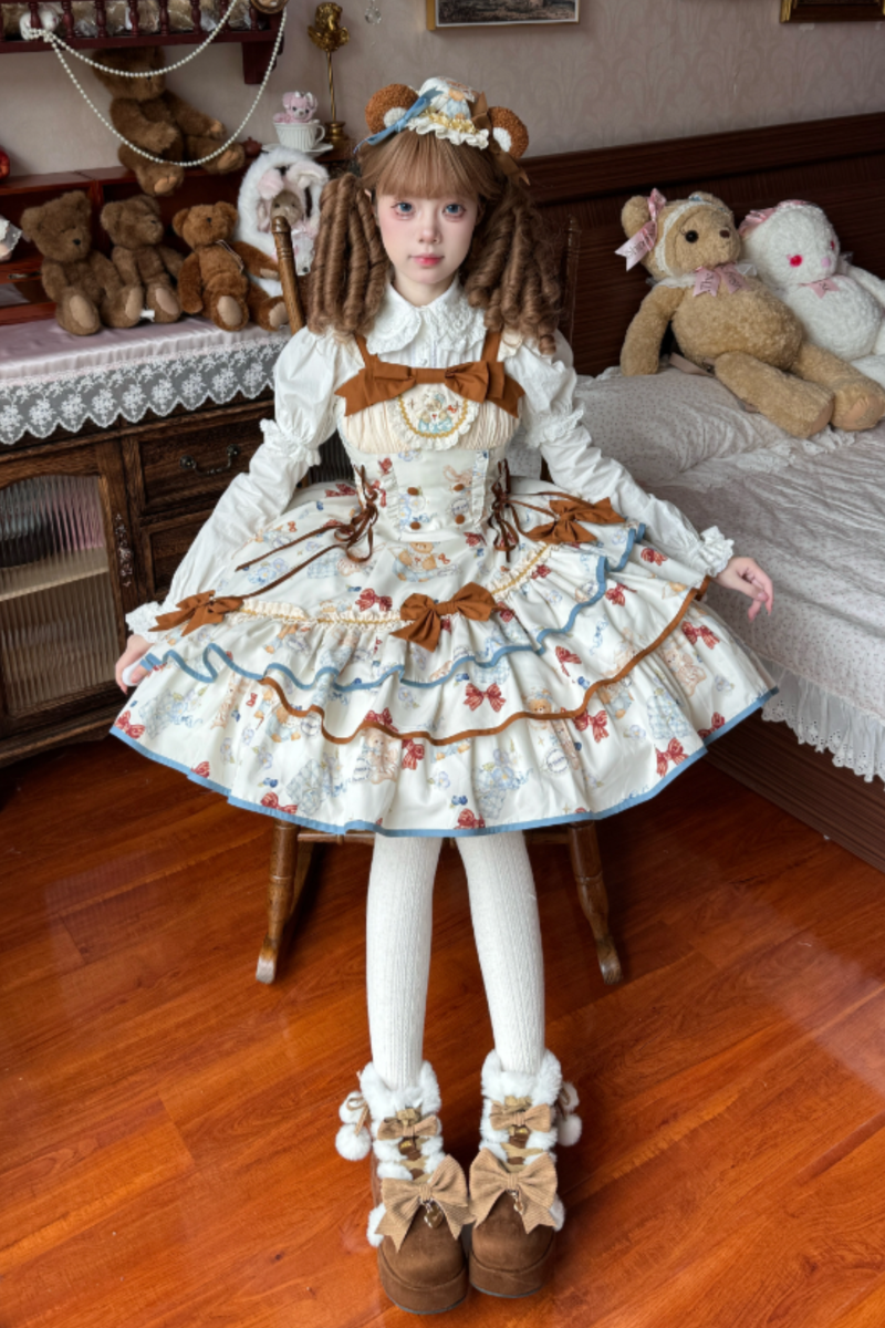 Seaside Bear Tea Party Lolita Dress + Cape