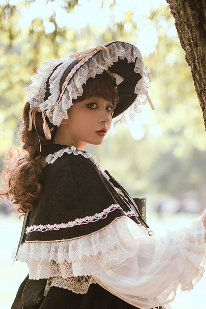 Gothic Doll Lace Jumperskirt + Baby Cap + Hairband + Shawl