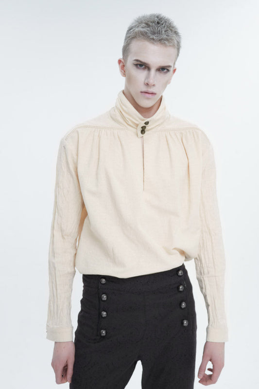 Stand Collar Ruched Gothic Shirt
