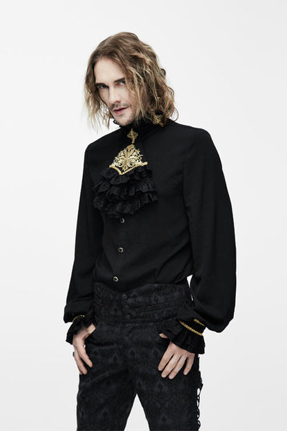 Black Chiffon Chest Embroidery Lace Sleeves Gothic Blouse