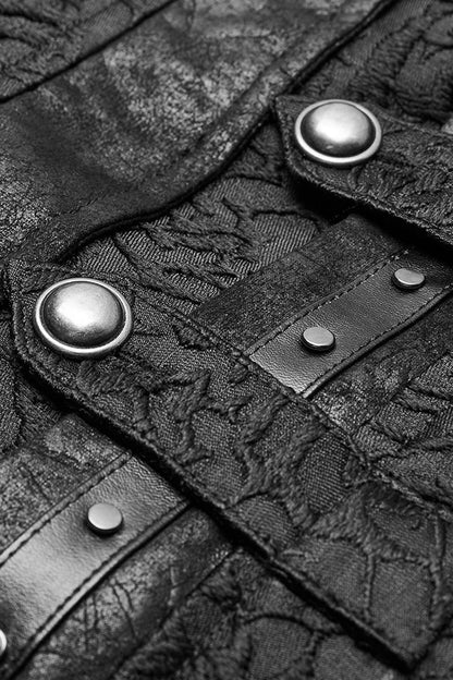 Black Stand Collar Sleeveless Buckle Punk Vest