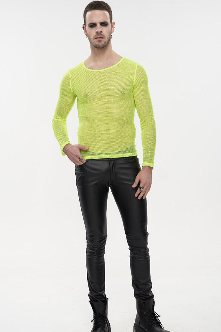 Ellow Gothic Elasticity High Neck Long Sleeve Mesh Shirt