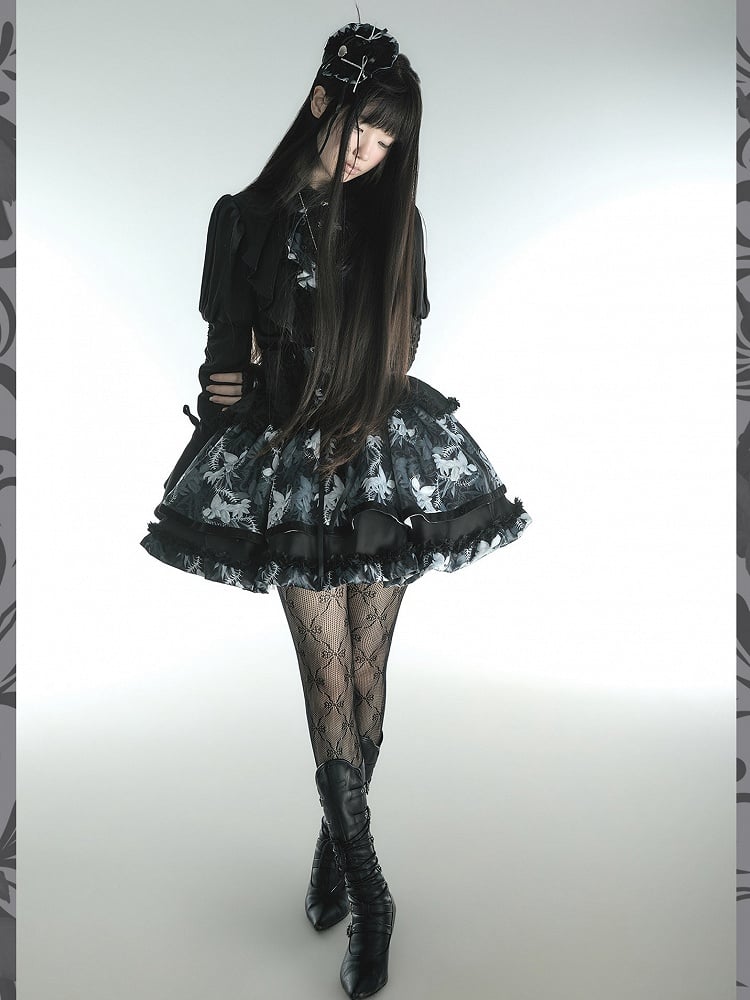 [pre-order Deadline: May 13] Bone Iris Gothic Black Ruffle Shirt + Corset Skirt + Accessories