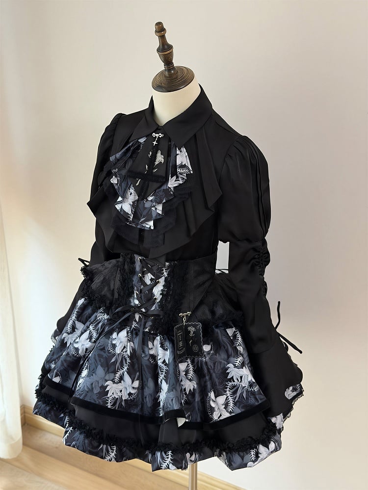 [pre-order Deadline: May 13] Bone Iris Gothic Black Ruffle Shirt + Corset Skirt + Accessories
