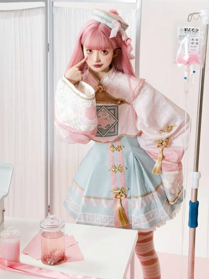 [pre-order] Little Jiangshi Pink Lolita Sweet Dress + Jacket + Hat + Ribbon