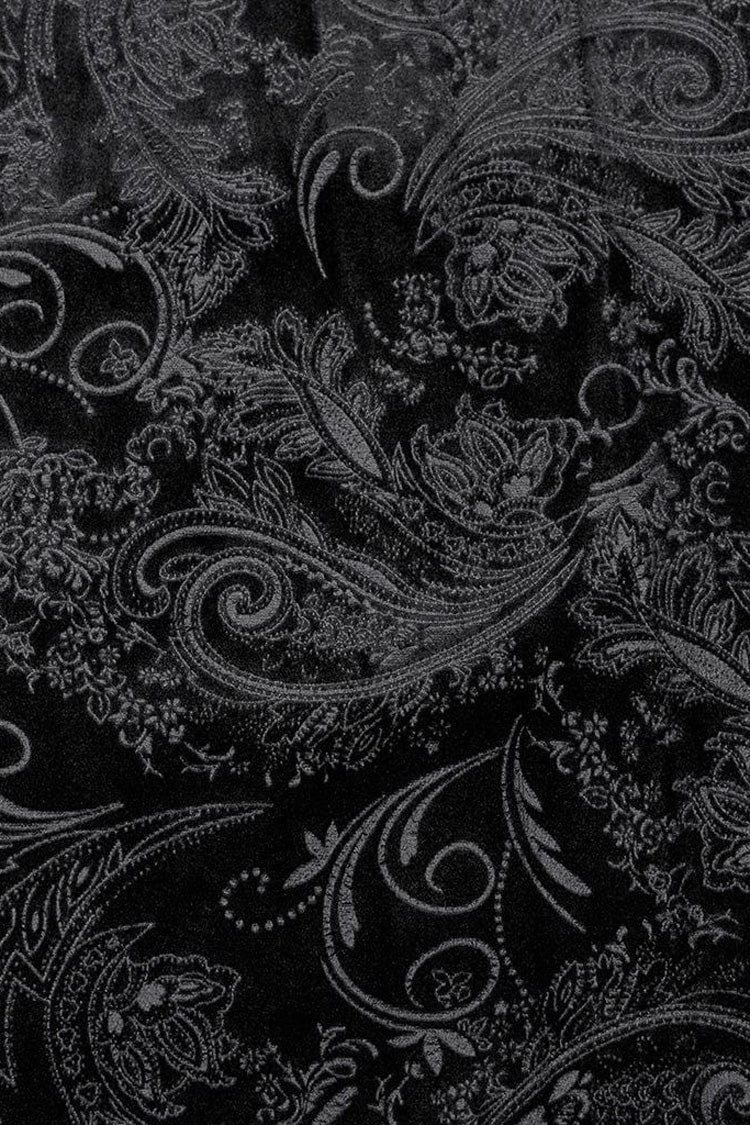 Black Long Sleeves Dark Pattern Print Webbing Decoration Gothic Blouse