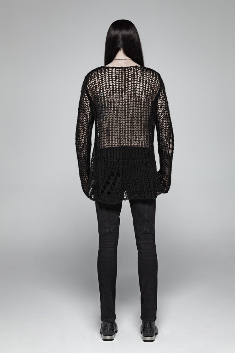 Black Ripped Pullover Steam Punk Sweater