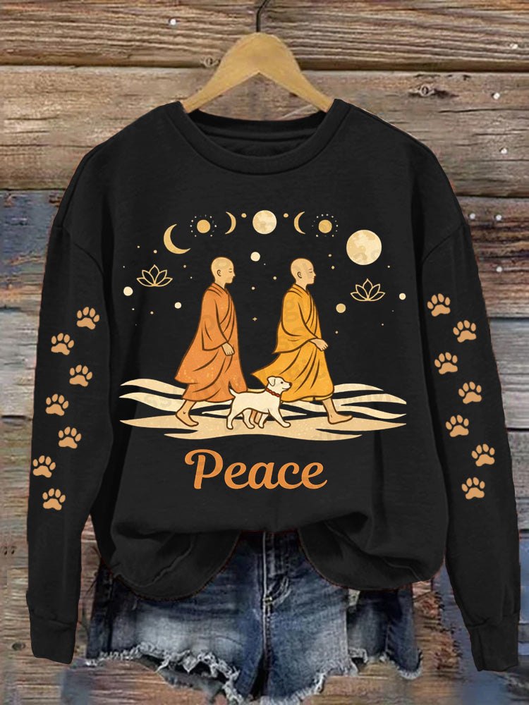 Comstylish Vintage And Peace Walking Art Crew Neck Sweatshirt