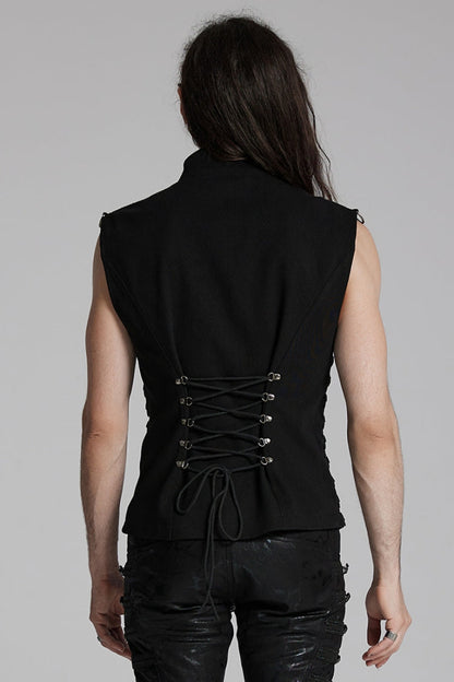 Black Cut-out Buckled Strappy Spaghetti Punk Vest