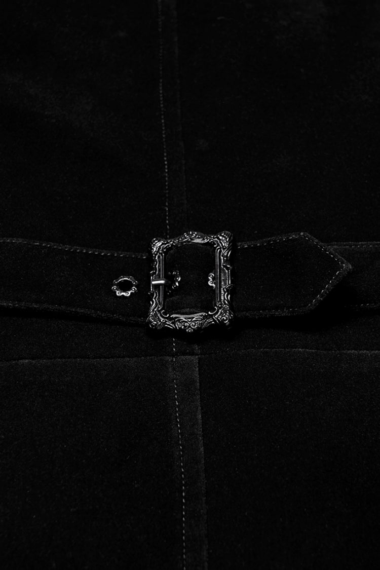 Black Stand Collar Pleated Swallow-tailed Gothic Vest