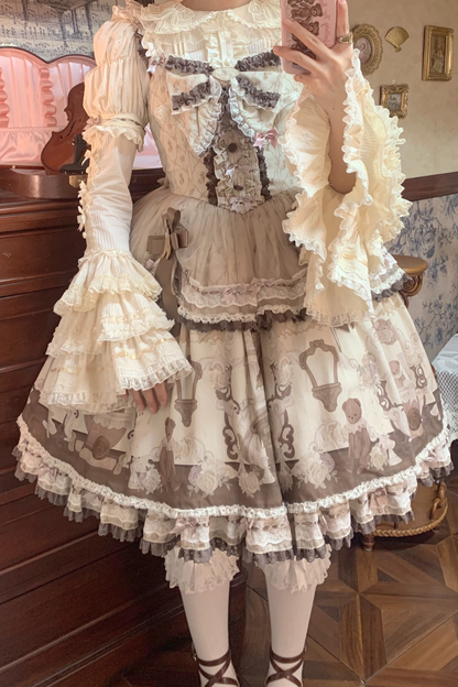 Briana Bear Print Dream Doll Lolita Dress + Jsk + Skirt + Shirt + Petticoat