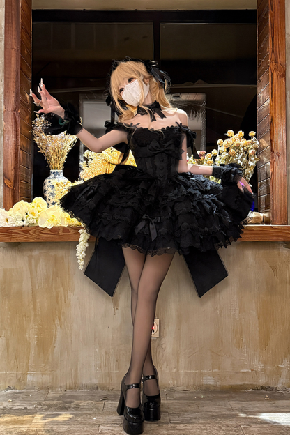 [pre-order] Princess Ballet Tiered Lolita Dress + Headband + Necklace + Sleeves + Tail