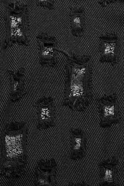 Black Hollow Hole Stitching Steampunk Blouse
