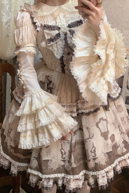 Briana Bear Print Dream Doll Lolita Dress + Jsk + Skirt + Shirt + Petticoat