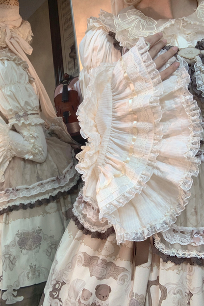 Briana Bear Print Dream Doll Lolita Dress + Jsk + Skirt + Shirt + Petticoat