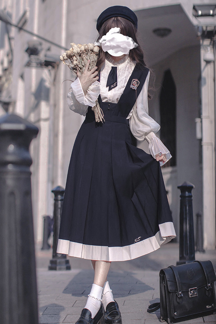 Blue Sleeveless Classic College Style Lolita Jumper Dress