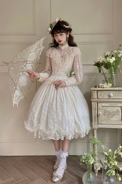 Ivory Tulip Multi-layer Ruffled Classic Lolita Skirt Dress